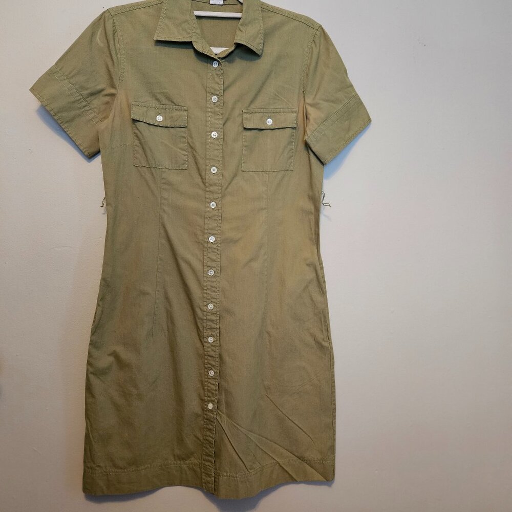 J. Crew Factory 100% Cotton Button Down Shirt Dress in Olive Green Size 8